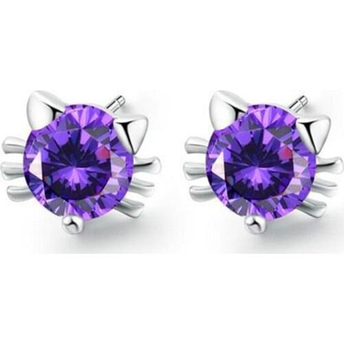 Earring Lovely Cat Shape White Crystal Zircon Stud Earrings for Women 2019 Womens Set Minimalist Jewelry