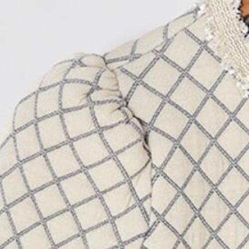 Women Sweater 2020 Autumn and Winter New Ladies Stitching Lace Round Neck Long Sleeve or Solid Color Plaid Jacket