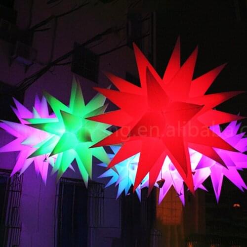 1.5m/2m Dia 31 spikers Giant decoration Inflatable Star with Light PVC hanging led light star for Party ,Wedding , Event