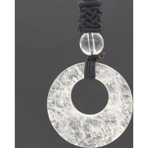100-Unique 1 Pcs Round Hollow with Round Bead Natural Rock Crystal Pendant Elegant Women Necklace