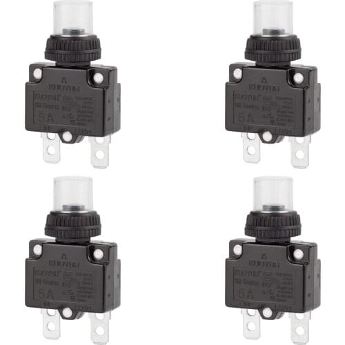 5Amp Circuit Breakers Thermal Overload Switch Protector88Series Manual Push Button Reset with Quick &Waterproof Button Cap