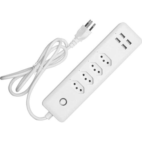 Brazil Wifi Smart Power Strip With 4 Outlets 4USB Ports, 1.4M Extension Cord Voice Works For Alexa, Google Home