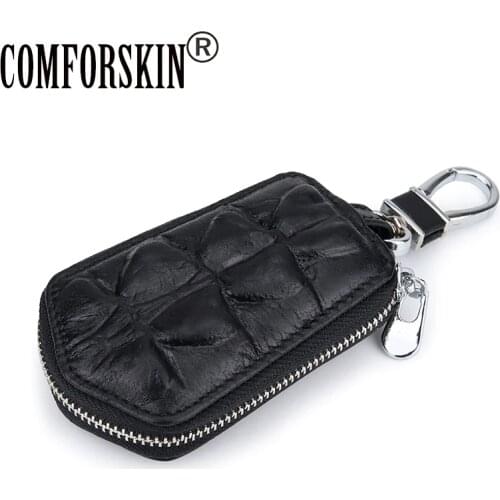 COMFORSKIN Top Quality 100% Genuine Leather Men Key Wallet Dropshipping Crocodile Pattern Male Key Holders Car Key Holder