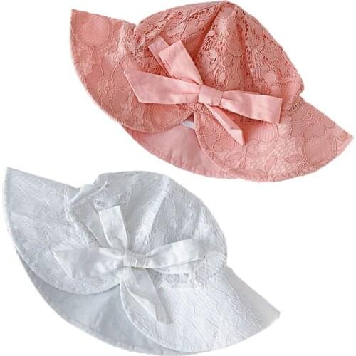 Baby Lace Fisherman Sun Hat Princess Bows Cotton Beanie Bonnet Cap Shower Gifts