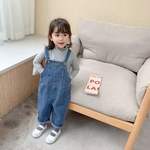 Girls Denim Overalls Spring Autumn Fashion New Children Clothing Kids Suspender Trousers Solid Girls Casual Jeans Overalls