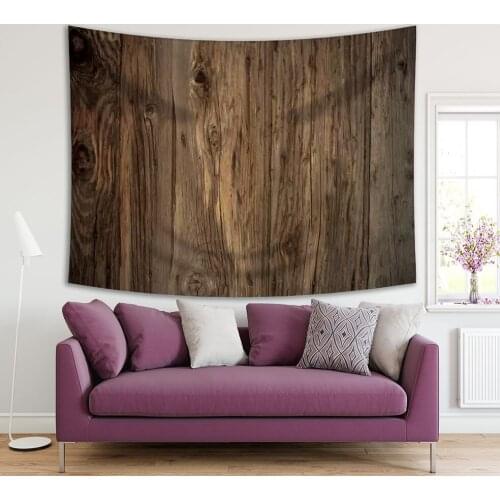 Tapestry Grunge Retro Antique Wooden House Vintage Countryside Decorating Photo Printed Brown