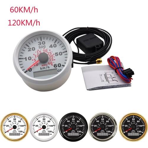 85mm GPS speedometer 60KMH 120KMH GPS Speed Meter Odometers Gauge With red Backlight For Marine Boat Auto Truck Boat 9~32V