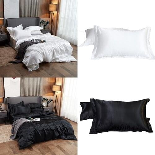 Fashion Luxury Pure Color Silk Bedclothes Quilt Covers Set Bedding Set 1/2/3Pcs Popular Duvet Cover+ Pillowcase Bed Set