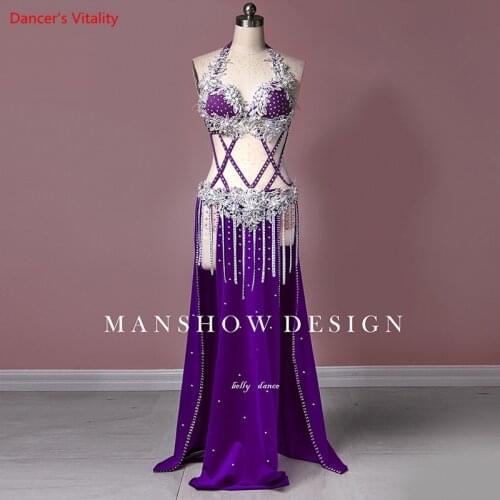 Belly Dance Costume New Sexy Double Card Fork Bag Hip Skirt Costume Suit high-end Custom Dance Set/Suit