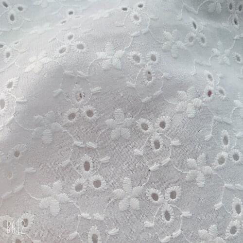 New High quality 100% Cotton Cloth small flower full Embroidered Lace Fabric Handmade DIY Clothes Accessories Width 130cm 1Yard