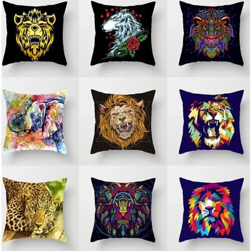 Lion cheetah elephant tiger dog horse owl kangaroo cat giraffe cow Linen Cushion Cover Throw Home Decor Animals Pillowcases