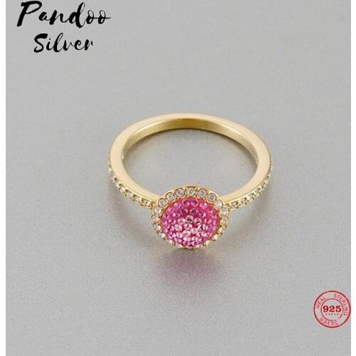 PANDOO Fashion Charm Pure 925 Silver Original 1:1 Copy, Cute Pink Fantasy Fashion Ring Ring Female Luxury Jewelry Gifts