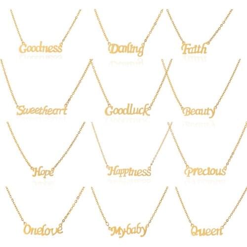 Fashion Real Gold Plated Stainless Steel Initial Letter Necklace For Women Alphabet Pendant Necklace Jewelry Gifts Dropshipping