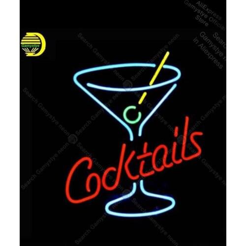 NEON SIGN For Cocktails Martini Glass LOGO Signboard REAL GLASS Neon Light Shopping Hall Sign Professional Neon Light Wall Roshe