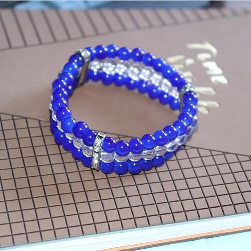 Latest Newest Trendy Green White 6mm Glass Beads Sorority Societies Stretch Bracelet Bangles