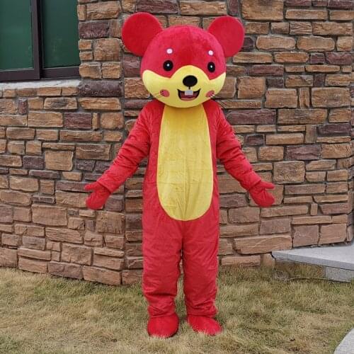 New year Mouse Mascot Costumes Cartoon Animal Red yellow Apparel Unisex Halloween Christmas carnival Cosplay performance outfit