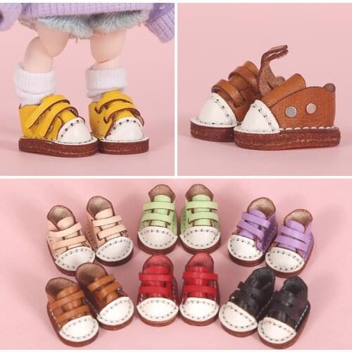 New Doll Shoes Candy Colors Cowhide Shoes for ob11,obitsu11,molly,holala,1/12 bjd doll clothes accessories for dolls