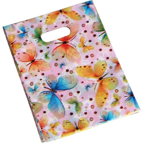 HOT 100Pcs Pretty Mini Mixed Pattern Plastic Jewelry Gift Bag Shopping Pouch 20*15CM Styles: 6