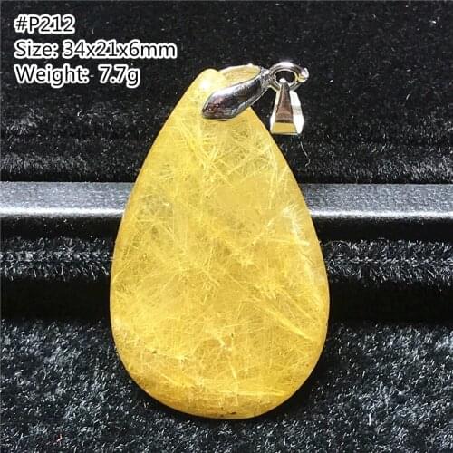Top Natural Gold Rutilated Quartz Pendant For Women Man 34x21x6mm Beads Wealth Luck Silver Gemstone Reiki Crystal Jewelry AAAAA