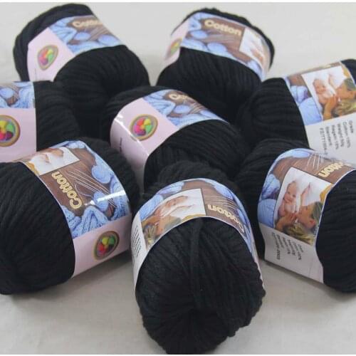 Sale 8Ball x 50g Super Soft Pure Cotton Chunky Shawl Hand Knitting Yarn Scarves Shawls 42215 Black