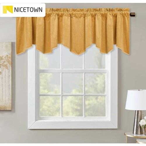1Pc Luxury Velvet Valance Scalloped Half Window Curtain Tier Wave Drape for Home Decoration Bay Window Kitchen Room Decor