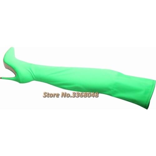 Stretch Lycra Over the Knee Boots Solid Thin High Heel Pointy Toe Sock Thigh High Boots Manufacturer Dress Autumn Boots
