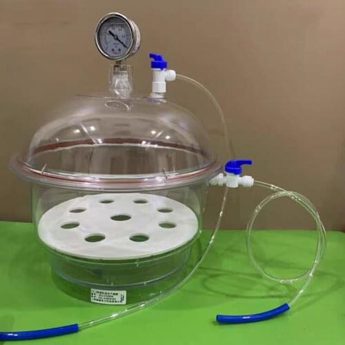 252MM Polycarbonate Plastic Vacuum Dryer Laboratory Dryer Transparent Vacuum Drying Kettle Double Valve With Pressure Gauge