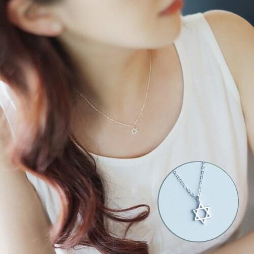 DreamySky Bohemia Silver Color David Necklaces Pendants For Women Ladies Long Star Statement Necklaces Wedding Jewelry