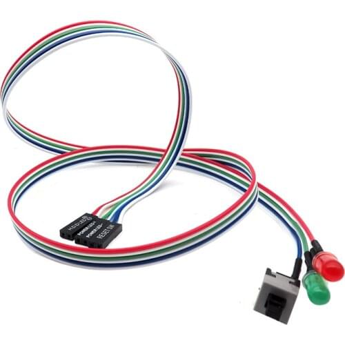 1PCS 65CM Slim PC Compute Motherboard Power Cable Original On Off Reset with LED Light PC Power Reset Switch Push Button Switch