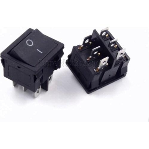 10Pcs KCD5 21X24mm 21*24mm 6 Pin 2 Position 6A/12A 250VAC ON-OFF Black Rocker Switch