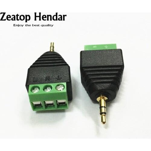 100Pcs Video AV Balun 2.5mm 3 Pole Stereo Male to AV Screw Terminal Stereo Jack 2.5 mm male 3 Pin Terminal Block Plug Connector