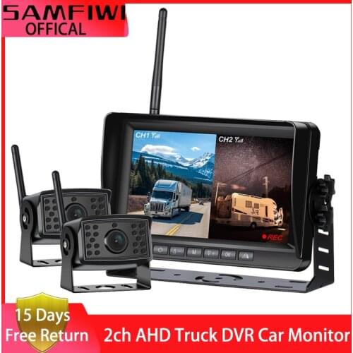 2ch AHD Wireless Truck DVR Car Monitor Car Display Screen 7" IR Night Vision Reverse Backup Recorder Wifi Camera For Bus RV