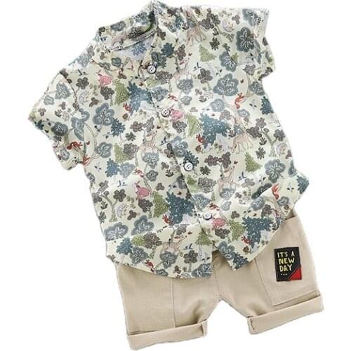 Summer Fashion Children Boys Girls Clothes Baby Printing Cotton Shirt Shorts 2Pcs Set Toddler Casual Clothing Kids Tracksuits