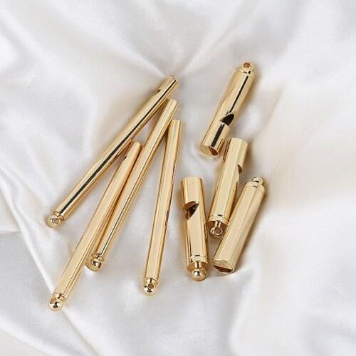 2pcs Personality copper-clad gold Statement Earrings for Women Vintage sweater chain whistle pendant diy jewelry accessories