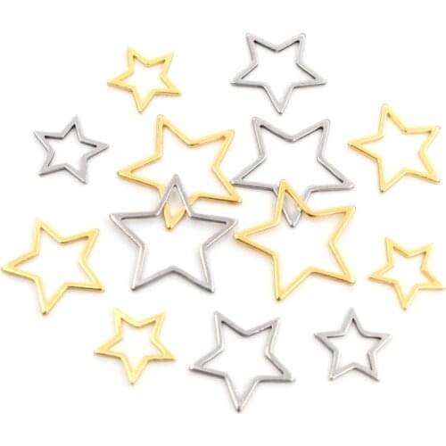 20pcs 3 Size Stars Charm Gold Stainless Steel Pendant Open Bezels Hollow Pressed Resin Frame Mold Bezel DIY Jewelry Making