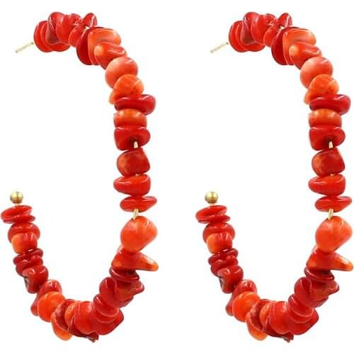 2021 Fashion Bohemia Jewelry New Gold Plated Colorful Beads Gravel Turquoises Natural Stone ZA Earrings For Women Girls Gift