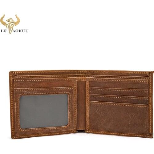 2021 Luxury Male Real leather Designer Retro Snap Zipper Business Card Holder Travel Horizontal Mens Wallet Simple Purse 53028