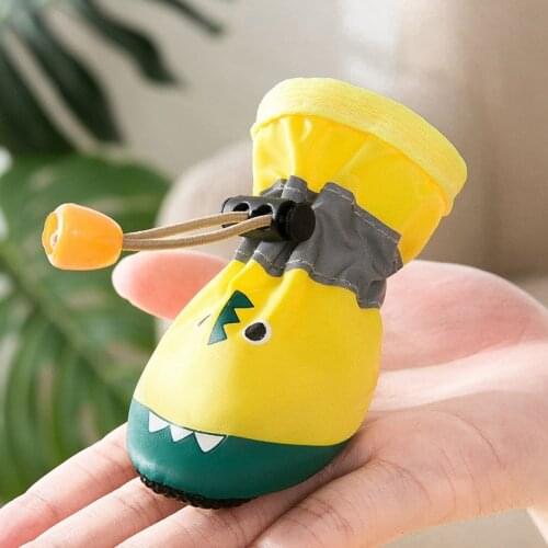 4PCS/Set Dog Rain Boots PU Rubber Antiskid Boots Waterproof Anti-slip Snow Boots Footwear Rain Shoes For Small Dogs Pet Supplies