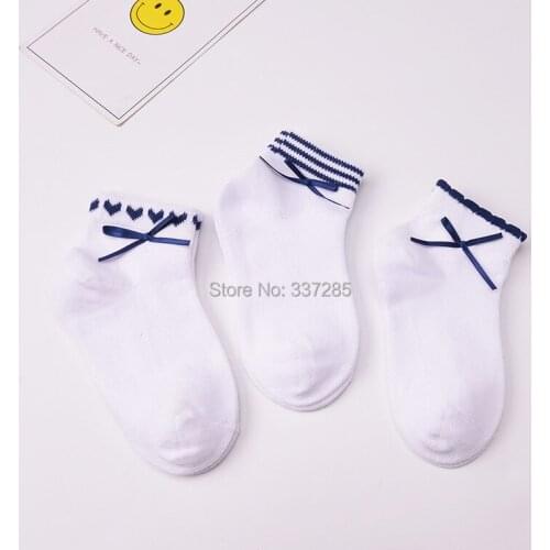 5pairs/lot Spring,Autumn Kids baby girls Cotton socks lovely blue bow-knot Princess Style socks love cute child fashion socks