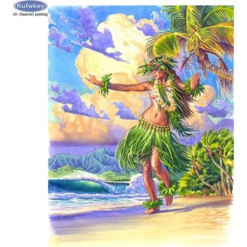 Diy 5d Square Round Diamond Painting seaside Hawaii Beach scenery Cross Stitch Full Drill Embroidery Rhinestone Diamond Mosaic