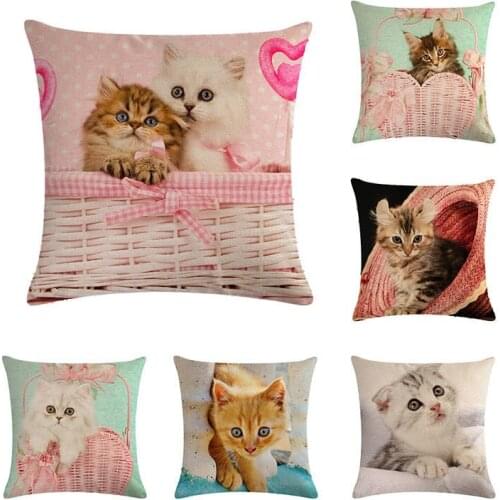 Cushion Cover cat Animal Pillow Case Cotton Linen Pillowcase Cushion Cover 45*45 Sofa Home Decorative Throw Pillow CoverZY15