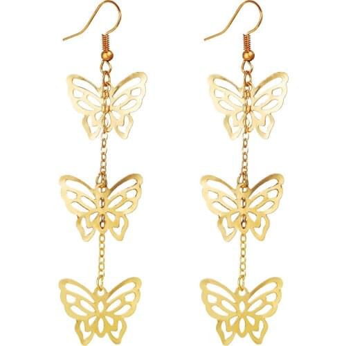 Duobeiduo Trendy Hollow Butterfly Piercing Pendant Earrings for Women Creative Simple Earrings Fashion Insect Jewellery Arete