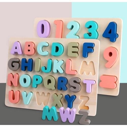 ESUN Kids Wooden Montessori Toys Digital Alphabet Shape Matching Math Puzzle Preschool Learning Educational Toys For Child Gifts
