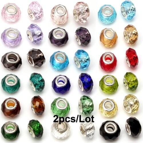 Seialoy Color Big Crystal Facets Beaded Charm Fit Brands Bracelets Bangle & Necklace For Women Diy Original Jewelry Accessories