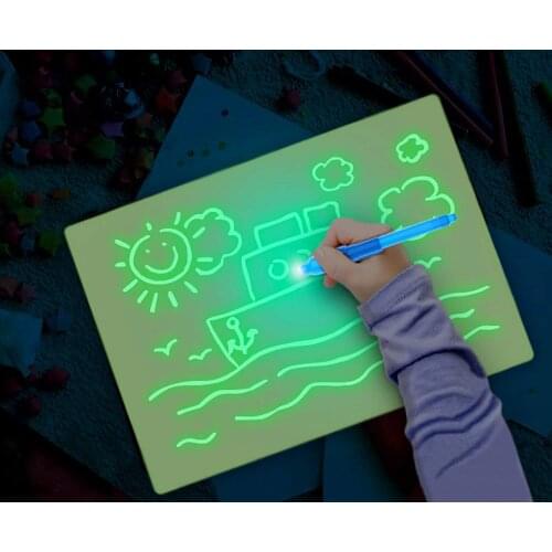 Fun Drawing Pad Board Glow in Dark with Light for Kids Painting Board Educational Toy and Developing Drawing or Writing Skills