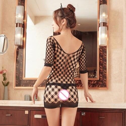 Babydoll sexy Women Sexy latex bodystocking Clothes See Through Open Crotch Body stockings Mesh Porno Costumes fishnet bodysuit