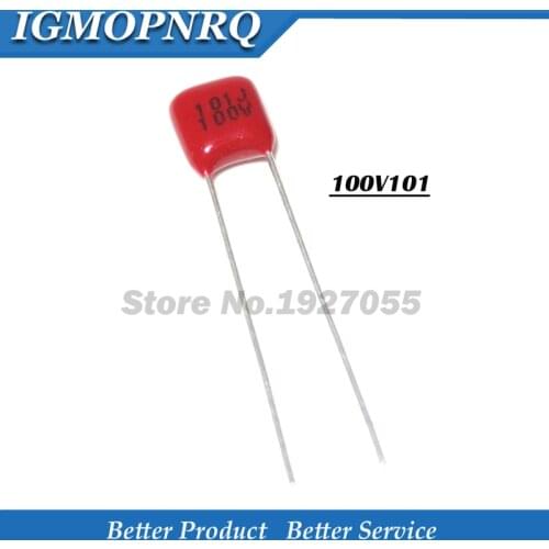 20PCS 100V101J 100V 100PF 100P 100V 101 Pitch 5MM CBB Polypropylene film capacitor NEW 100V101-P5