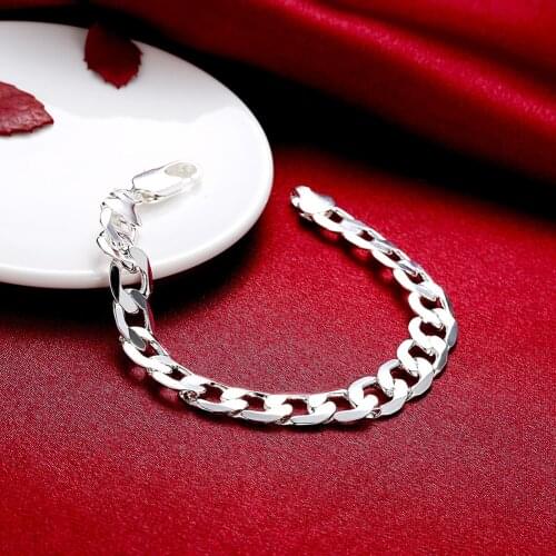 Hot new fashion Jewelry 925 sterling silver Classic 10MM chain Bracelets for mens women Wedding party popular Christmas Gifts