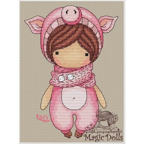 Little Pirate Counted Cross Stitch Kit Cross stitch RS cotton with cross stitch Bonnie Rabbit - Magic Doll Piggy Doll