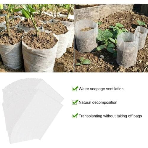 100pcs 3 Size Non-Woven Nursery Bags Biodegradable Plant Grow Pouch for Seedling Pots Garden Supply